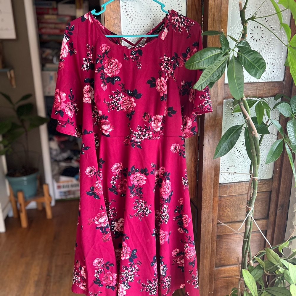 Torrid Red Floral Midi Dress